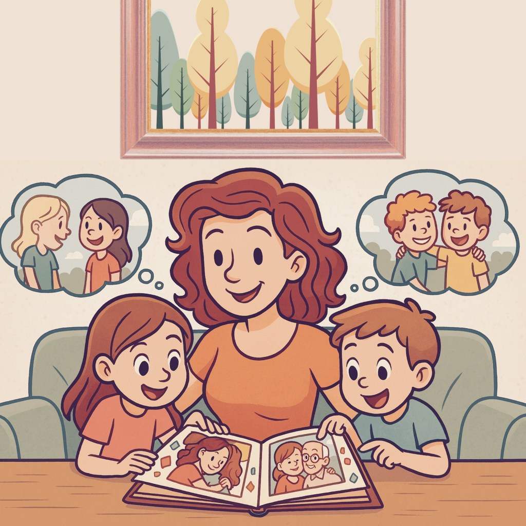 Egy ADHD-s anya, aki a scrapbookot készíti a gyerekeivel, miközben a családtagok és barátok emlékei és a múlt, jelen, jövő kapcsolódásai is eszébe jutnak.